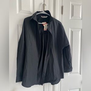 Big dart oversized button down shirts for women